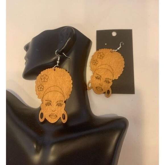 Wooden Fashion Earrings - Picture 3 of 3